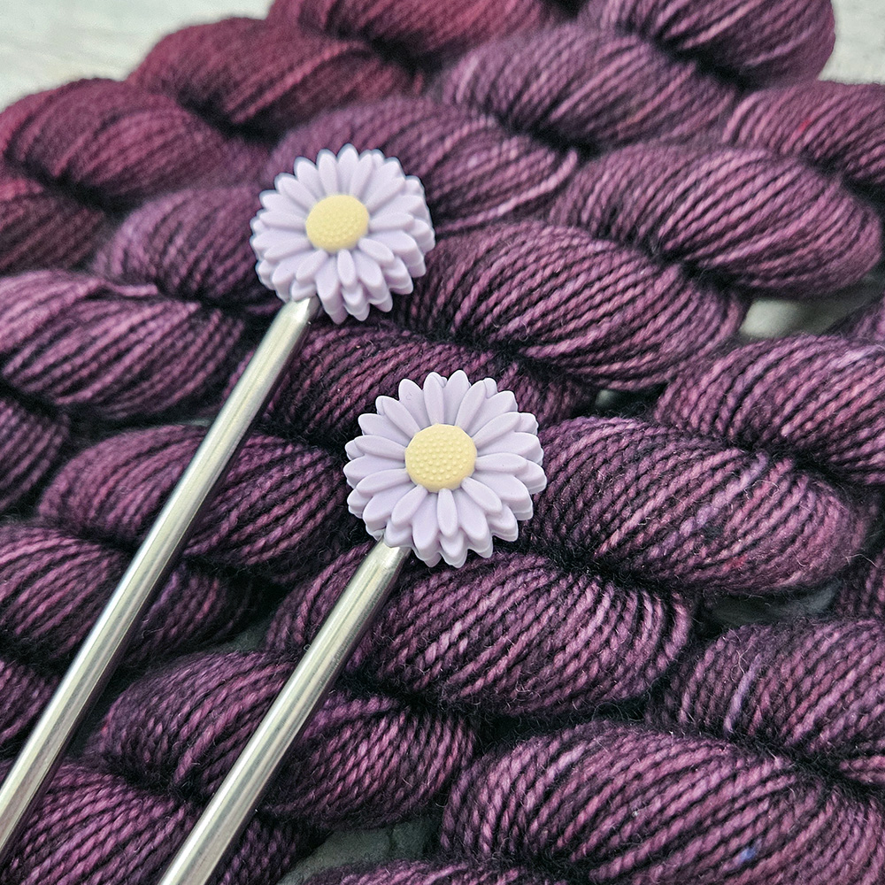 Stopparar á prjóna - fjólublá