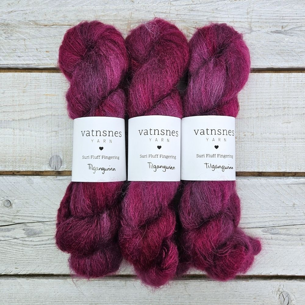 tilgangurinn-vatnsnes-yarn-suri-fluff-fingering Tilgangurinn - Suri Fluff Fingering - Image 1